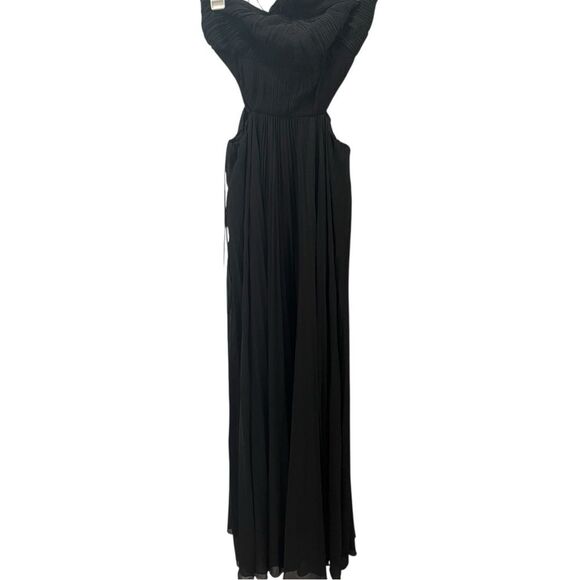 AMUR Maxi Dress Gown Black Janet Halter Pleated Sleeveless size 8 - Picture 3 of 12